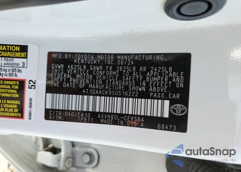 2025 Toyota Camry Xse from USA, damaged, VIN 4T1DAACK9SU516222